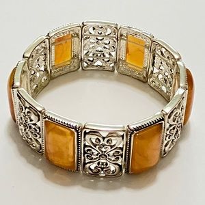 Bracelet - Amber and Silver Stretchy